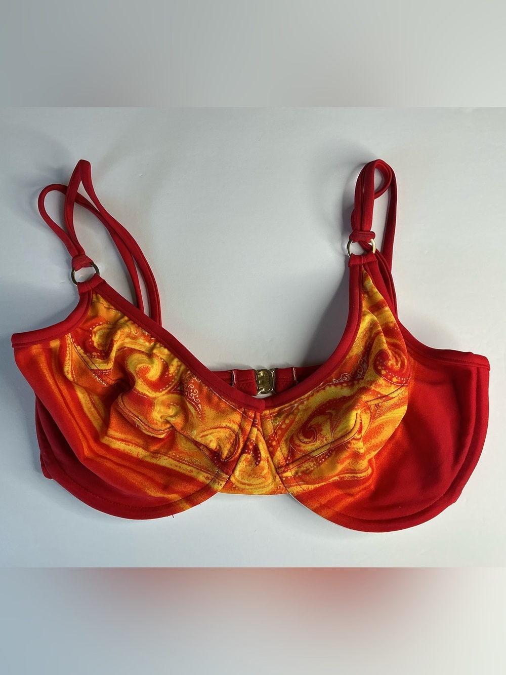 Tara Grinna Red & Gold Swirl Underwire Bikini Top